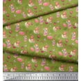 thumbnail image 2 of Soimoi Green Heavy Canvas Fabric Balloon & Teddy Bear Kids Print Sewing Fabric Yard 58 Inch Wide, 2 of 3