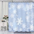 thumbnail image 2 of Blue Snowflake Shower Curtain 72Wx72L Inch White Snowflakes Pattern Christmas Neon Light Blue Winter Snowy Shower Curtain Waterproof Fabric for Bathroom Decorative, 2 of 6