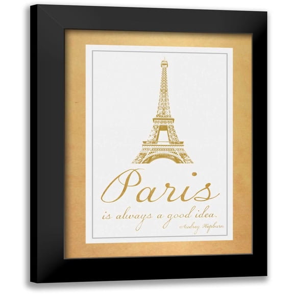 Gibbons, Lauren 12x14 Black Modern Framed Museum Art Print Titled - Paris Quote 2 Gold