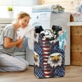 thumbnail image 5 of Yayeee Freestanding Laundry Hamper with Handle Collapsible Large Storage Basket for Clothes, Eagle Flag Pattern, 5 of 7