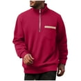 thumbnail image 1 of pstuiky hombres de manga larga, Suéter informal de manga larga para hombre, color liso, con cuello alto, cremallera y bolsillos tops de invierno para hombre s, 1 of 7
