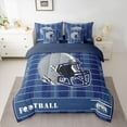 thumbnail image 2 of Feelyou Football Athlete Helmet Bedding Comforter Set 7 Pieces, Navy Grey Abstract Full Bedding Set, Rugby Sports Theme Reversible Fitted Sheet Flat Sheet, Microfiber Bedroom Decor, 2 of 7