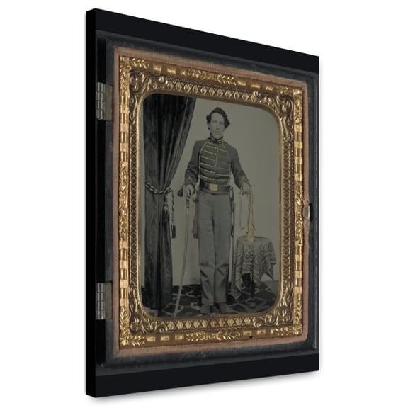 Canvas Print: Unidentified Cavalry Soldier In Union Uniform With Bugle And Sword