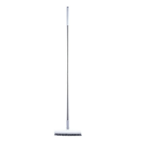 

V Shape Floor Scrub Brush With Long Handle Lightweight Portable Save Energy Brush for Cleaning Tiles Garage White