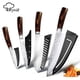 thumbnail image 1 of Juego de 4 Cuchillos de Cocina con Cuchillos Japoneses de Acero Inoxidable Alemán de Varios Tamaños, Cuchillos Ultra Afilados para Cortar, Rebanar y Cortar (Patrón Martillado Irregular), 1 of 6