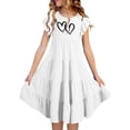 thumbnail image 1 of Liyamei Robes d'Été pour Filles à Double Couche avec Manches à Volants, Robe Fluide en Ligne, Robe Midi Décontractée Dégradée, 8-9 Ans, 1 of 5