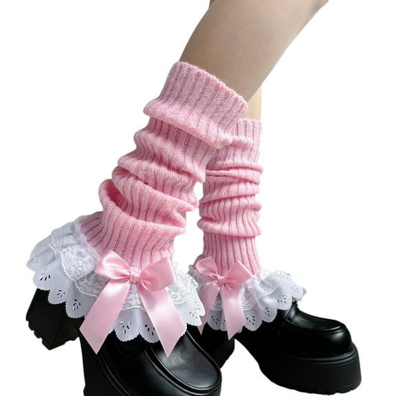 Ruffle Leg Warmers for Women Girls Lolitas Leg Warmer Knitted Long Socks Gothic Harajuku Leg Cover Middle Tube Stockings