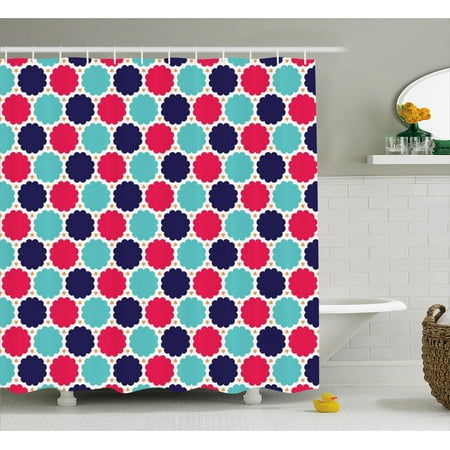Contemporary Floral Fabric - Abstract Shower Curtain, Simplistic Floral Contemporary Style Mosaic Effects Kids Spring Season Pattern, Fabric Bathroom Set with Hooks, 69W X 70L Inches, Multicolor, by Ambesonne