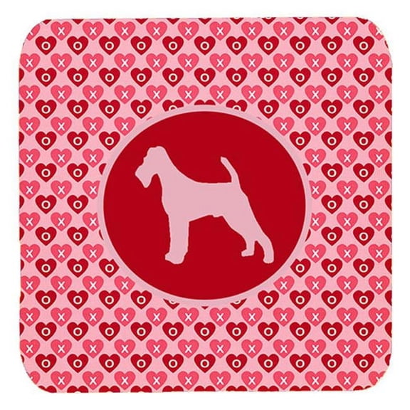 Irish Terrier Valentine Hearts Foam Coasters - Set 4, 3.5 x 3.5 In.