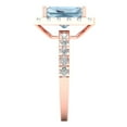 thumbnail image 3 of 3.84ct emerald cut natural swiss blue topaz 14k rose gold halo Bridal Wedding Engagement Promise Anniversary Ring for Women size 4.25, 3 of 7