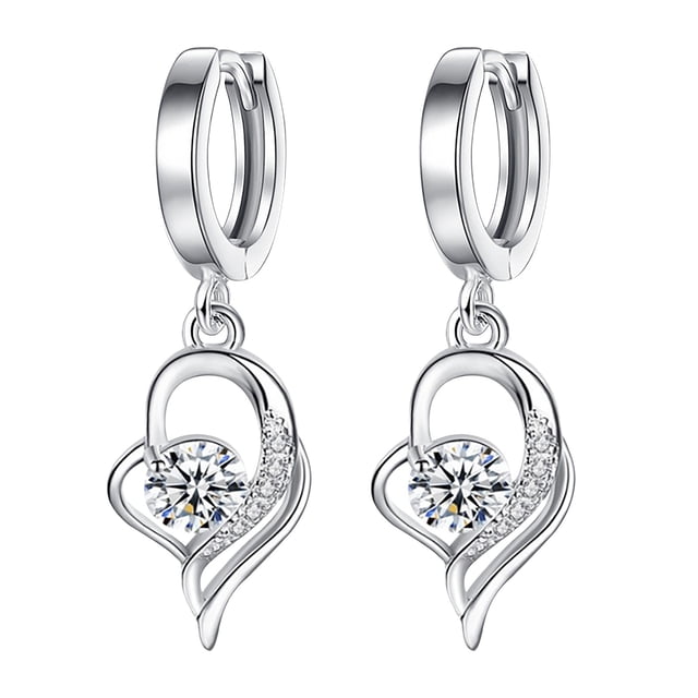 Pendientes Mujeres Corazón Señoras Pendientes Corazón Eterno Largo Cristal Moda Temperamento Pendientes Colgante