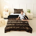 thumbnail image 4 of Manfei Retro Camo Usa Flag Twin Comforter Sets,Vintage Stripes Art Bedding Set,Brown,Black Reversible,2pcs,1 Comforter and 1 Pillowcase, 4 of 7