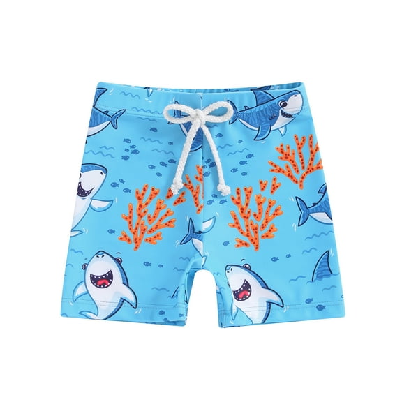 Musuos Toddler Boys Swim Trunks 6M 12M 18M 24M 3Y 4Y Shark/Tree Print Elastic Waist Swim Shorts Summer Beachwear for Infant