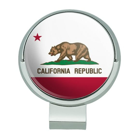 California Republic State Flag Golf Hat Clip With Magnetic Ball Marker