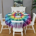 thumbnail image 2 of Colorful Tie Dye Mandala Pattern Round Tablecloth 60"x60",Wrinkle Wipeable Table Cloth for Kitchen Dining Room Picnic Patio Party, 2 of 6