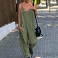thumbnail image 2 of lulshou Jumpsuits for Women, Women's Summer Fashion Solid Color Jumpsuit with Pockets and Straps Casual Pants Women's Jumpsuits, Rompers & Overalls, Green XXXXL, 2 of 6
