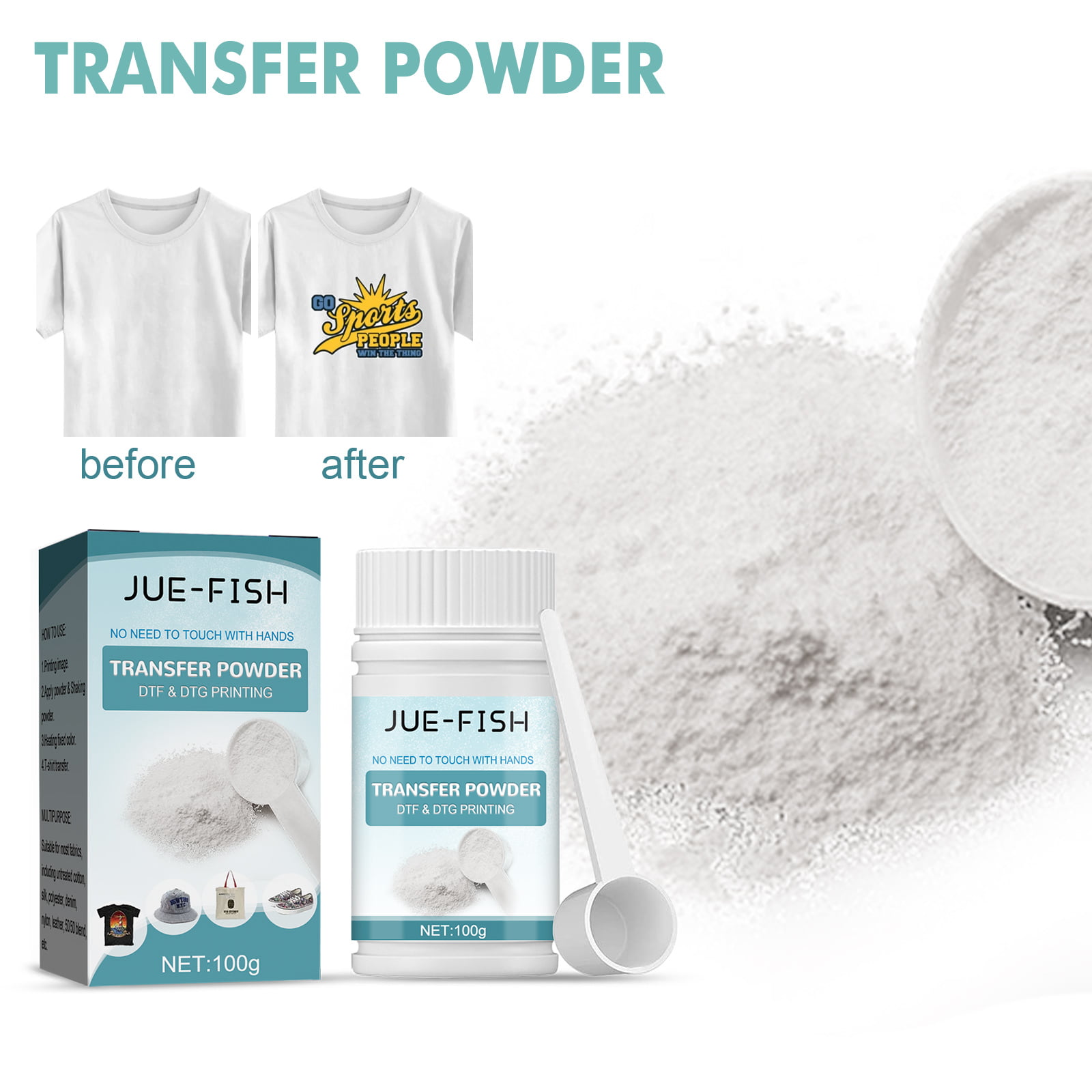 DTF Transfer Powder 600g White Digital Transfer Hot Melt Adhesive, DTF  Powder PreTreat Transfer Powder for DTF Printer, Direct to Film Powder for  All