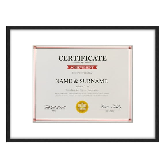 8.5x11 Black Frame with Mat, 12x16 Metal Picture Frame without Mat for Wall Mounted
