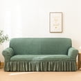 thumbnail image 6 of Homore 1 Piece Sofa Slipcover with Pleated Ruffled Skirt Washable High Stretch Durable Furniture Protector,2 Seater,Pale Green, 6 of 13