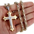 thumbnail image 5 of Men Stainless Steel Cross Pendant Necklace w/ 5mm Byzantine Box Chain 22inch 24inch, 5 of 7