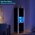 thumbnail image 4 of Merluxy High Gloss Modern Bookcase with LED Strip, Tall Bookshelf with Glass Adjustable Shelves, Bookcase with Doors for Living Room, Office, Black, 4 of 6