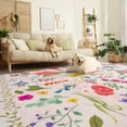 thumbnail image 4 of Ultrug Floral Area Rug Soft Non Slip Vintage Rugs for Living Room Bedroom Home Deocr Flower Carpet,5'x7',Beige, 4 of 7