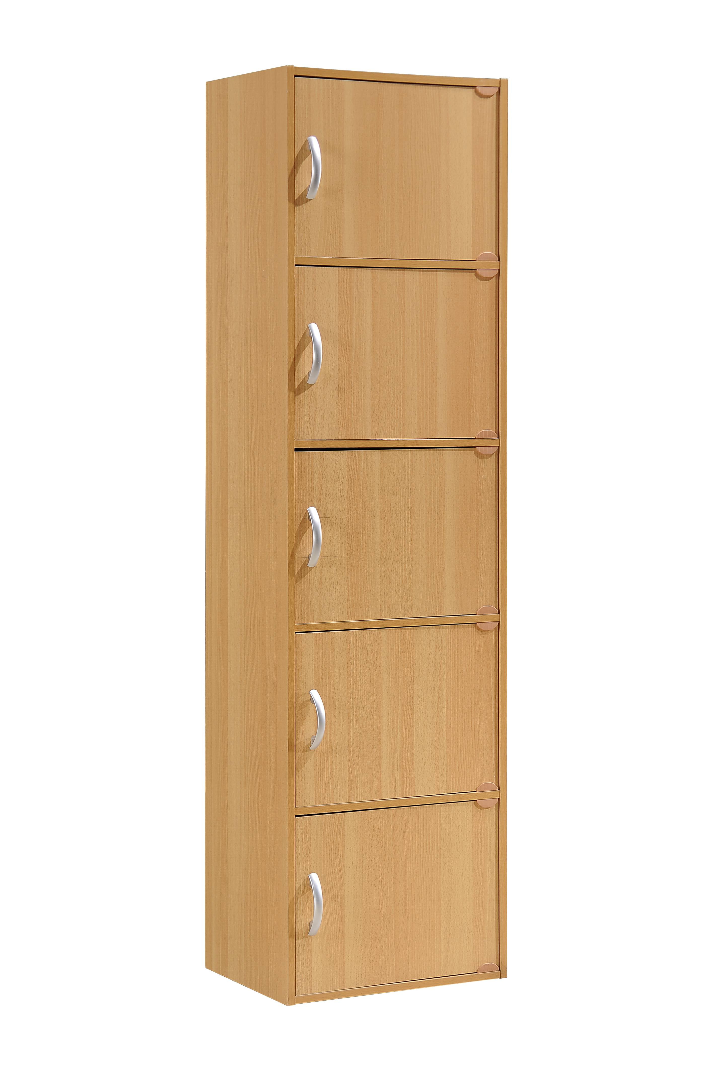 Hodedah 5-Shelf, 5-Door Multipurpose Cabinet, Brown - Walmart.com