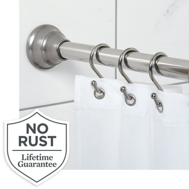 Better Homes & Gardens Wave Finial No Rust 43” to 72” Adjustable Tension Shower Curtain Rod, Nickel