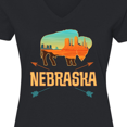 thumbnail image 4 of Inktastic Nebraska Vacation Buffalo Women's V-Neck T-Shirt, 4 of 5