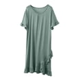 thumbnail image 3 of SROBPTY Womens Nightgowns Solid Short Sleeve Crew Neck Solid Sleepshirts, 3 of 5