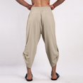 thumbnail image 4 of Zszcpp High Waisted Pants Men'S Long Brief Style Lace Up Solid Color Breathable Large Pocket Cropped Daily Trousers Casual Trouser Linen, 4 of 5