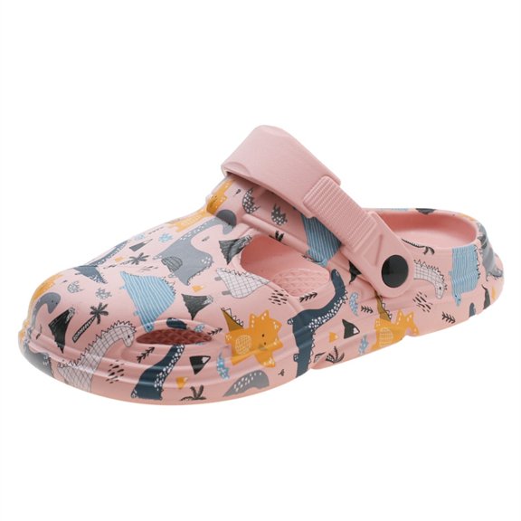 Lusa Kids Dinosaur Print Sandal Slippers for Boys and Girls with Thick Sole Soft Outsole for Indoor Outdoor Wear Comfortable Crawling Sandals Kids Summer Beach Slipper Pink 11-12 Years