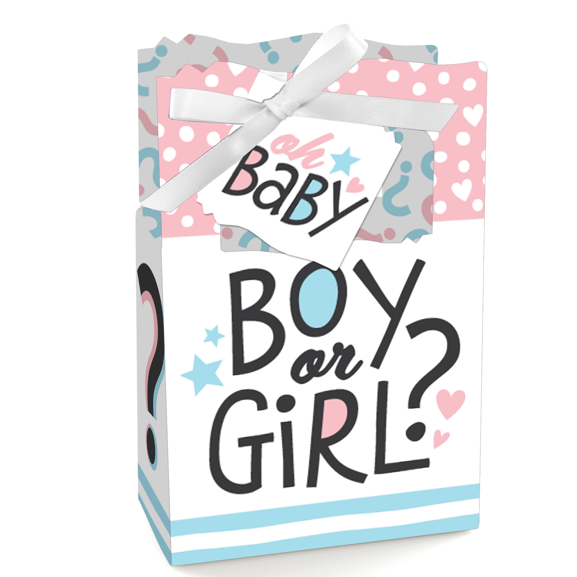 Big Dot of Happiness Baby Gender Reveal - Team Boy or Girl Party Favor Boxes - Set of 12