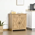 thumbnail image 2 of Homiyad Farmhouse Sideboard Buffet Cabinet, Barn Door Coffee Bar Cabinet with Drawer and Adjustable Shelf, Kitchen Cabinet for Living Room, Entryway, Natural Wood Effect, 2 of 8