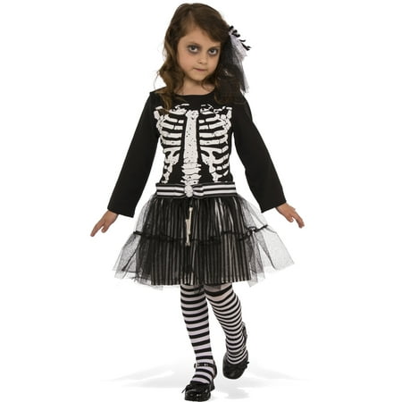 Little Skeleton Girls Ghoul Ballerina Child Halloween Costume