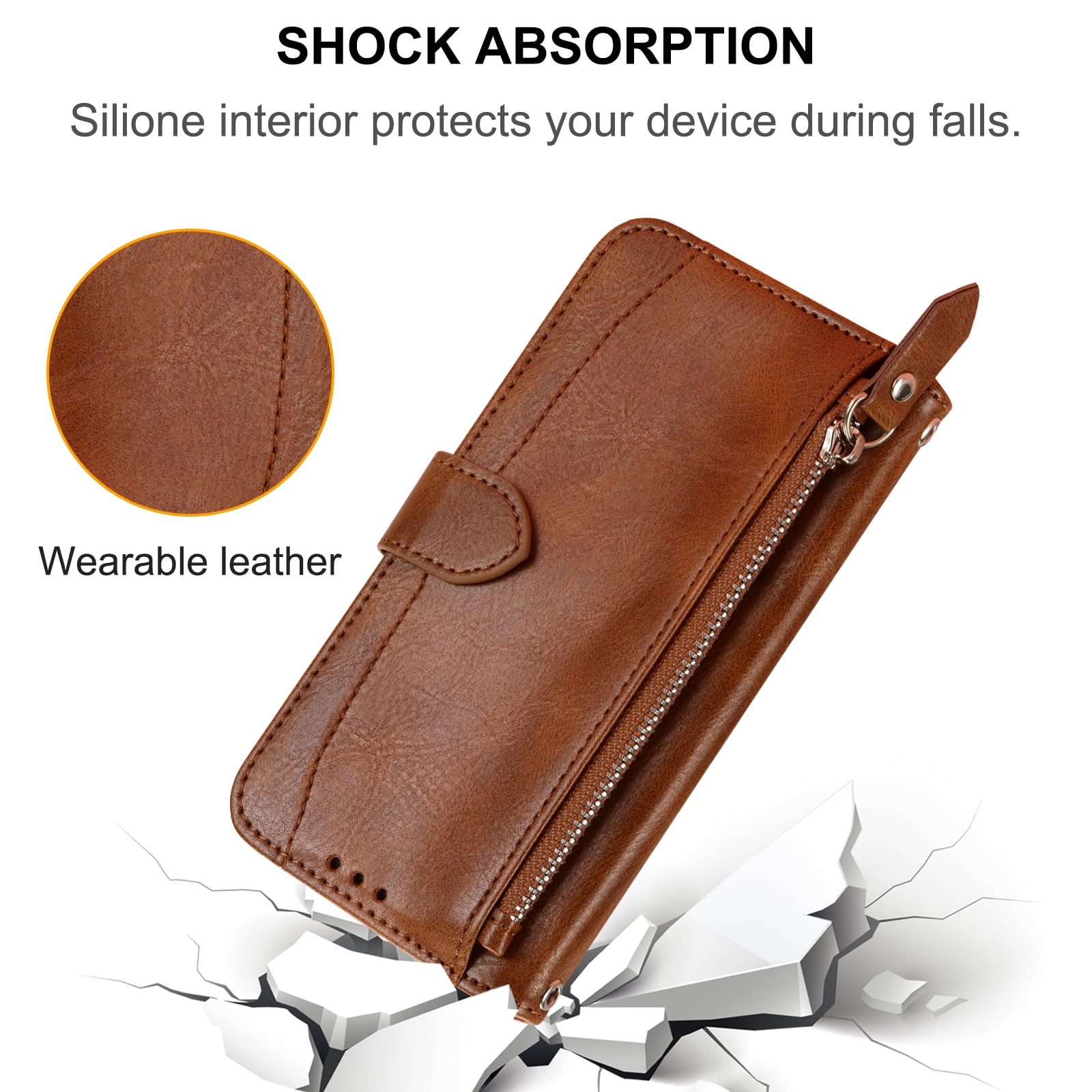 Nalacover Zipper Wallet Case for Samsung Galaxy S23, Detachable