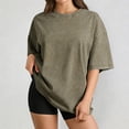 thumbnail image 3 of Womens Summer Tops Short Sleeve Crewneck Loose Fit T Shirts for Women Oversized Casual Basic Tee Street Fashion, 3 of 5