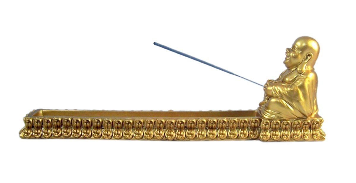 Essence of Peace Golden Buddha Stick Incense Burner Holder Buddhism