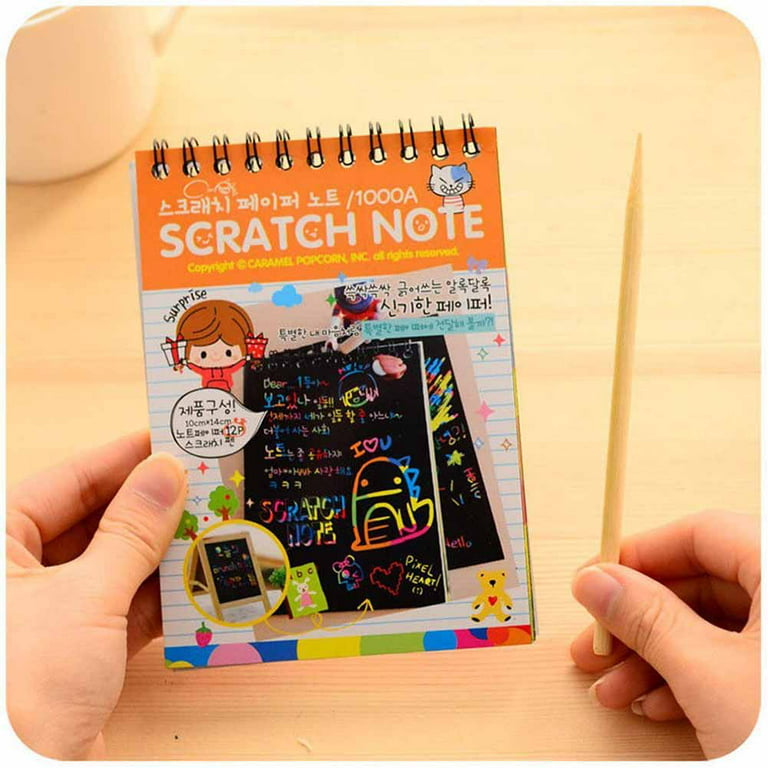 100/5 Piece DIY Rainbow Magic Sticky Notes Set Kids Black Scratch
