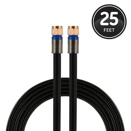 GE 25ft RG6 Quad Shield Coaxial Cable, 33531