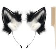 thumbnail image 4 of HAOAN Diadema hecha a mano con orejas de zorro y lobo de piel sintética, accesorios para disfraces de fiesta de Halloween y Navidad, 4 of 4