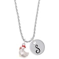 thumbnail image 1 of Delight Jewelry Silvertone Chicken 3-D Silvertone Script Initial Disc - S - Charm Necklace, 20"+3", 1 of 4