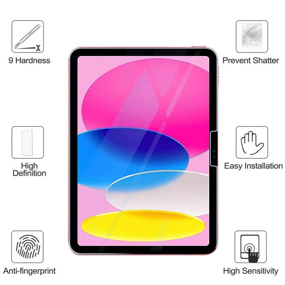 [PST] Apple iPad 10.9" 10ème Génération 2022 Protecteur d'Écran, Protecteur d'Écran en Verre Trempé avec Étui & Bulle Libre
