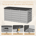 thumbnail image 3 of SOLAURA 75 Gallon Outdoor Storage Deck Box Waterproof Resin Patio Storage Box for Outside Cushions, Garden Tools and Pool Toys, Gray, 3 of 9