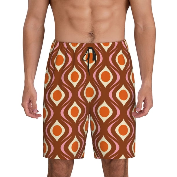 Fotbe 70's Retro Pantalones Cortos de Pijama para Hombre, Ropa de Dormir, Pantalones de Pijama Cortos para Hombre-Small