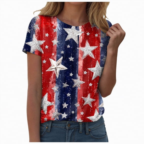 Leey-World 4th Of July Outfits for Women 250 Anniversary USA 250th US Flag Patriotic 4th of July T-Shirt(Wine,XL)