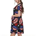 thumbnail image 2 of Fotbe Robe Motif Lèvres Américaine Décontractée Mode Femme Manches Courtes Robe Maxi Robe T-Shirt Rayée Longue à Blocs de Couleur, 2 of 6