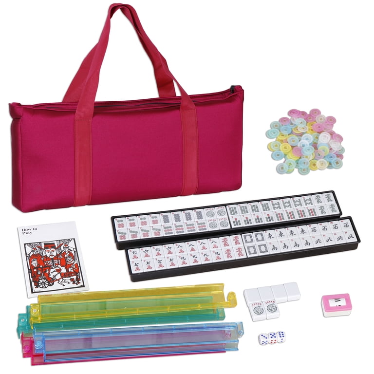 ZENY American & Chinese Mahjong 166 Tile Set, Travel Game with 4