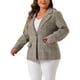 thumbnail image 4 of Blazers Agnes Orinda para mujeres de talla grande, de cuadros, con solapa de muesca, de manga larga, chaquetas de blazer casuales de negocios 1X marrón, 4 of 6