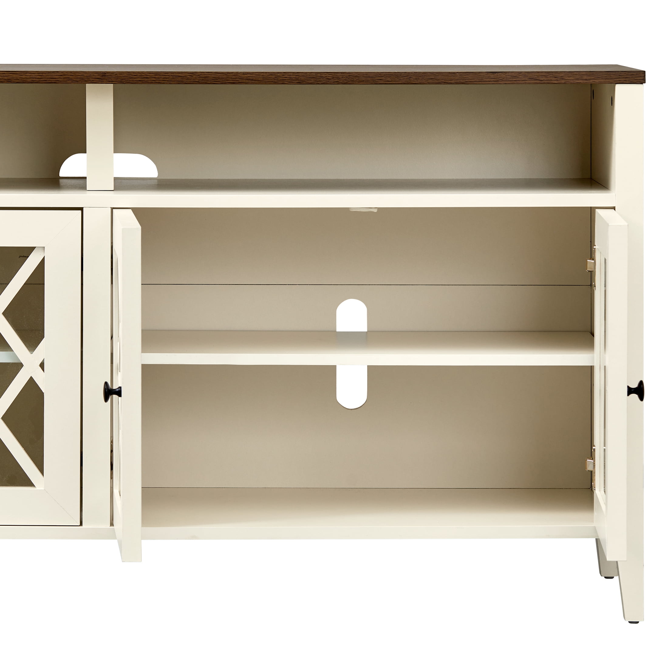 Better Homes & Gardens Trellis TV Stand for TVs up to 65", Ivory/Walnut